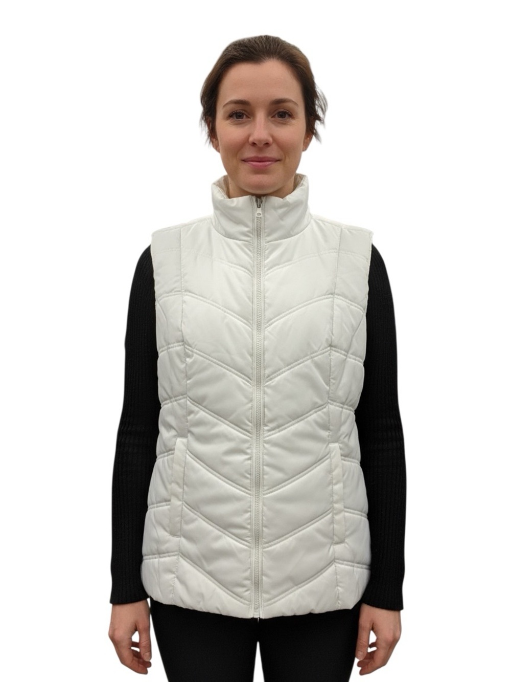 Fahrenheit White Quilted Puffer Vest Size L